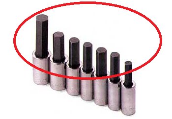 Hex shank sockets or square drive hex keys